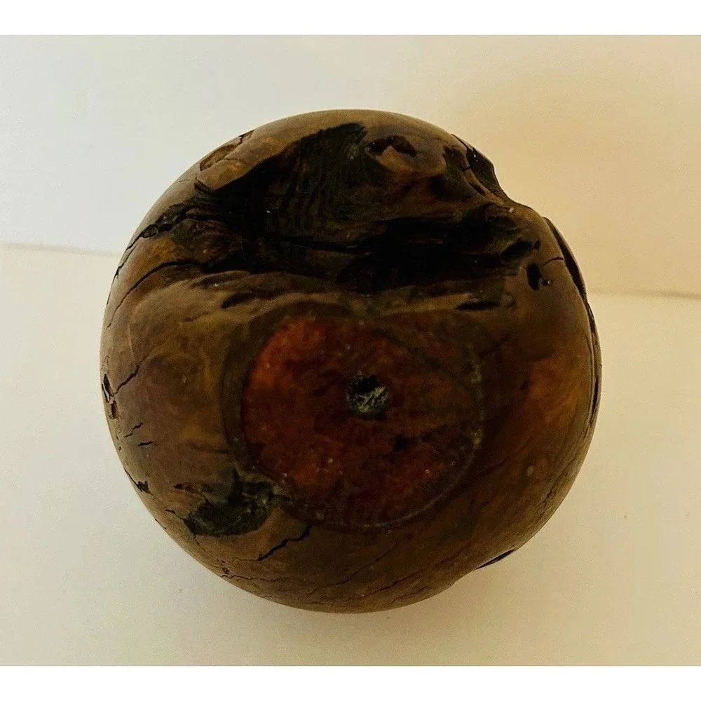 Vtg Hand Turned Burl Wood Bud Vase MCM Unique Brutalist Sculpture